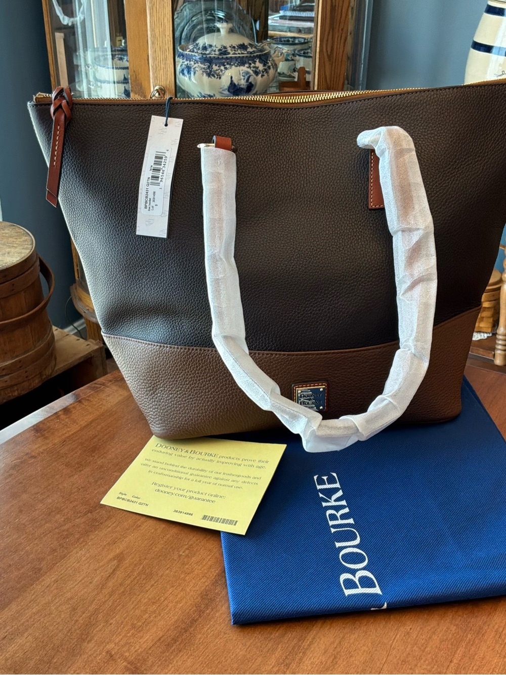 Dooney & Bourke Two-Tone Color block Pebble Leather Tobi Tote bark